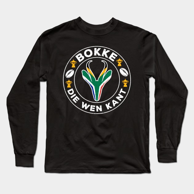 South Africa Die Wen Kant Funny Vintage T-Shirt | Springbok Head & Flag 2023 2019 2007 1995 | Nou Gaan Ons Braai | Lekker Long Sleeve T-Shirt by BraaiNinja